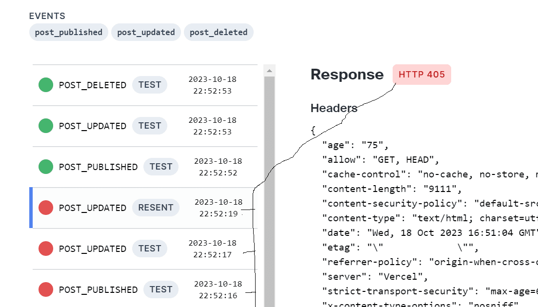 SEOSiri newsletter Webhook https code status 200 vs 405
