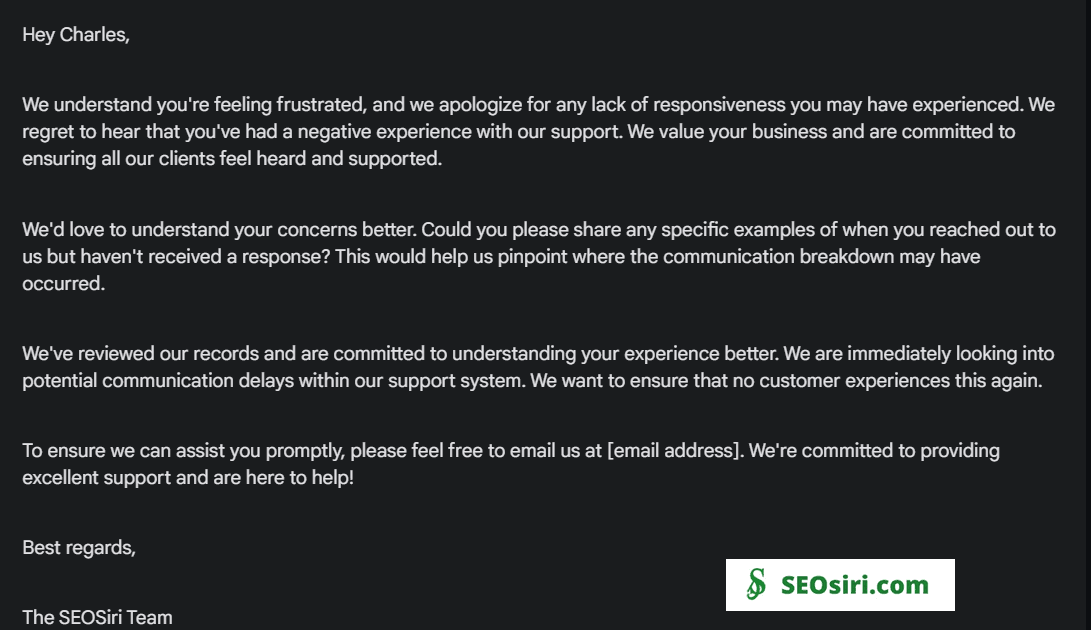 A reply feedback template of How to handle negative feedback in digital and social media marketing?